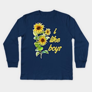 I Like Boys (Flowers) Kids Long Sleeve T-Shirt